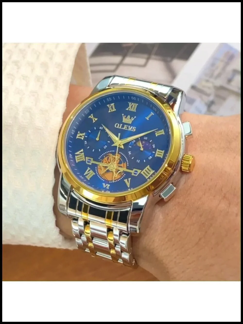 Luxury Waterproof Big Face Stainless Steel Multifunction Mens Watch